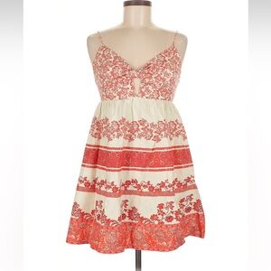 Alice + Olivia Red and Cream Floral Midi Dress
